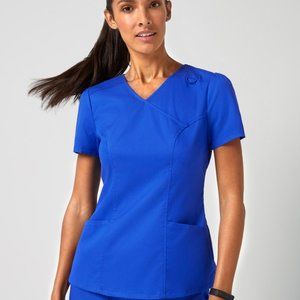 Jaanuu Mock Wrap Neck Scrub Top